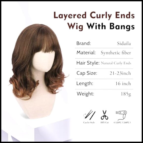 Synthetic Yaki Fiber Wig with Bangs Body Wave Heat Resistant Natural Look